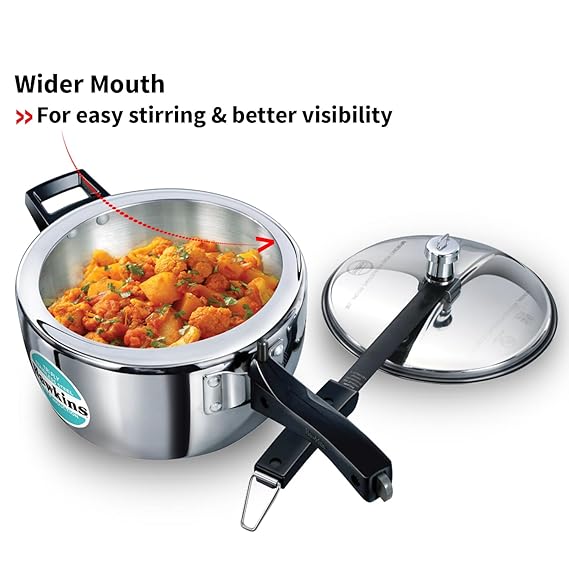 Hawkins Triply Stainless Steel Pressure Cooker, Inner Lid Cooker, Silver