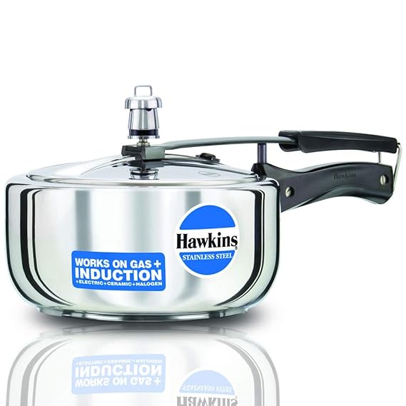 Hawkins Inner Lid Pressure Cooker, Stainless Steel Cooker, Wide Design Pan Cooker, Induction Cooker, Silver 