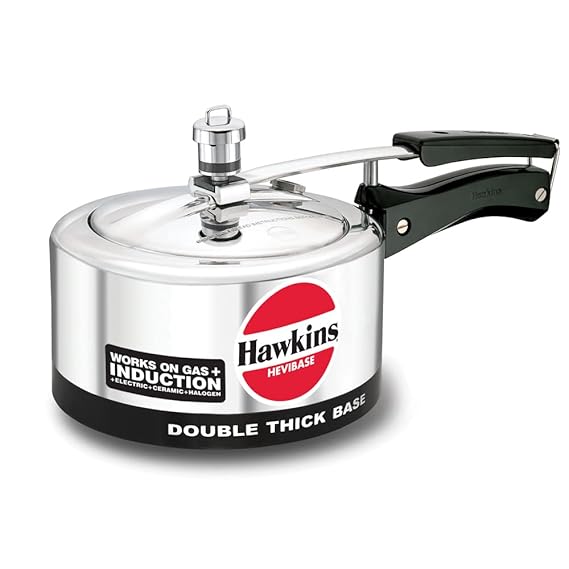 Hawkins Aluminium Litre Hevibase Pressure Cooker, Induction Inner Lid Cooker, Silver 