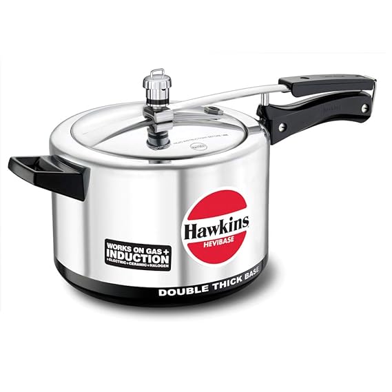 Hawkins Aluminium Litre Hevibase Pressure Cooker, Induction Inner Lid Cooker, Silver 