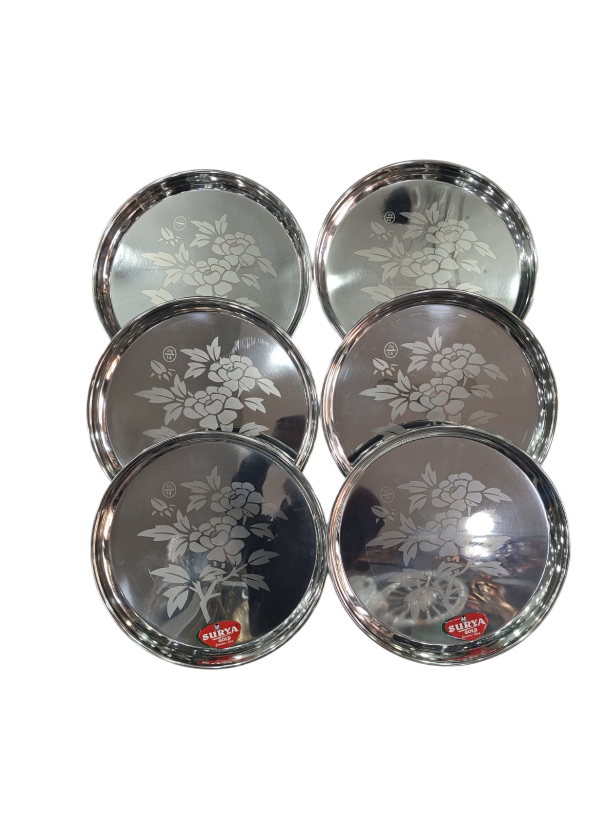 Designer & Heavy gauge Dinner Plate, Lunch Plate, Stainless Steel Plate, Thali (Pack Of 6pc)