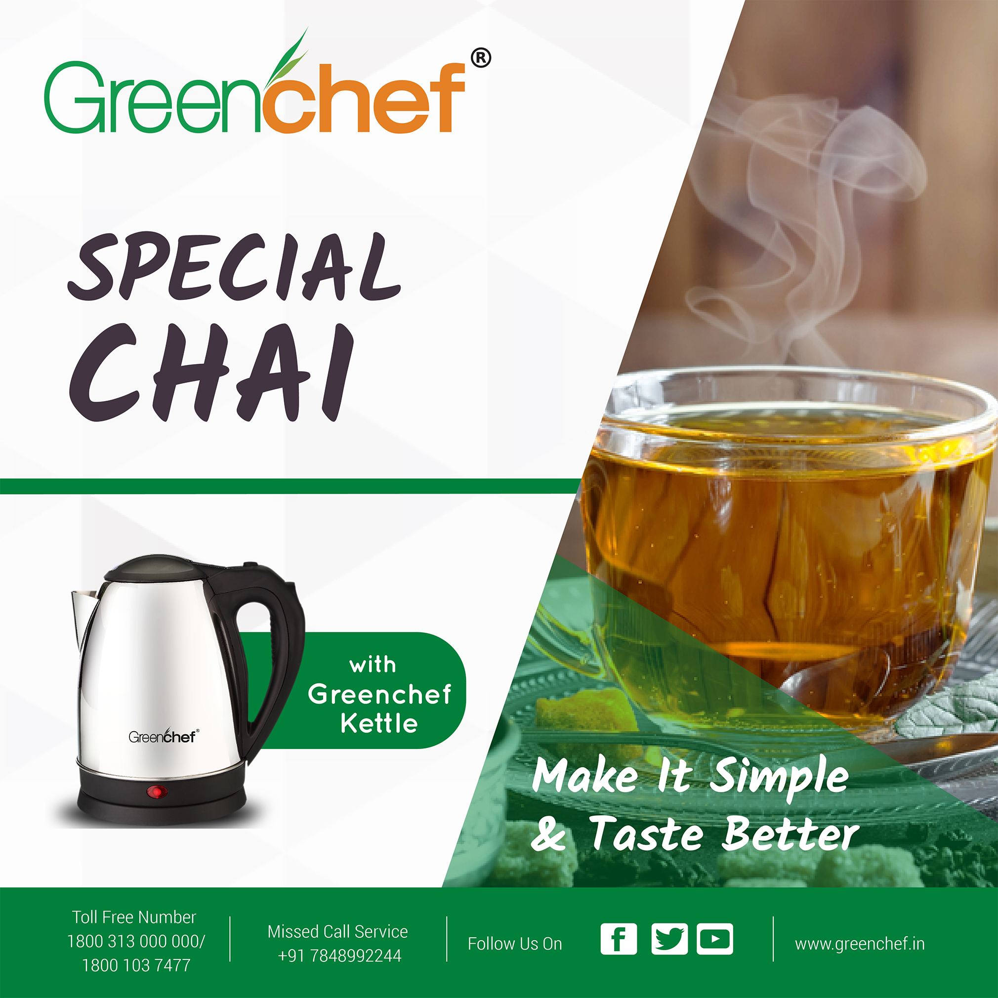GREENCHEF Automatic Stainless Steel Electric Kettle (Silver Black,1.5L),1500 Watt