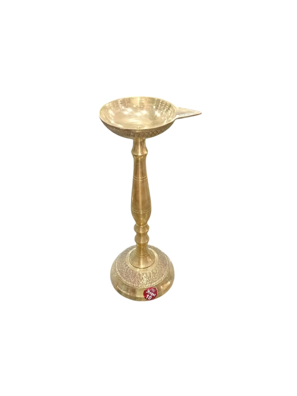 Golden Stand Diya Brass Table Diya (Height: 25 cm)