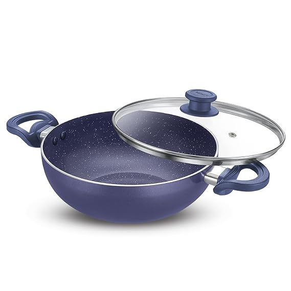 Prestige Ceraglide Ceramic Coating Non-Stick Aluminium Cookware Deep Kadai 30 Cm (5.0 Litre) With Glass Lid