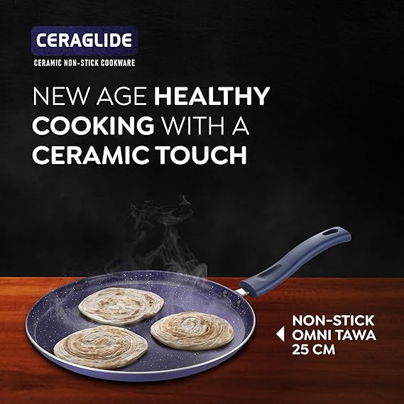 Prestige Ceraglide Ceramic Coating Non- Stick Aluminium Cookware Omni Tava 25 cm