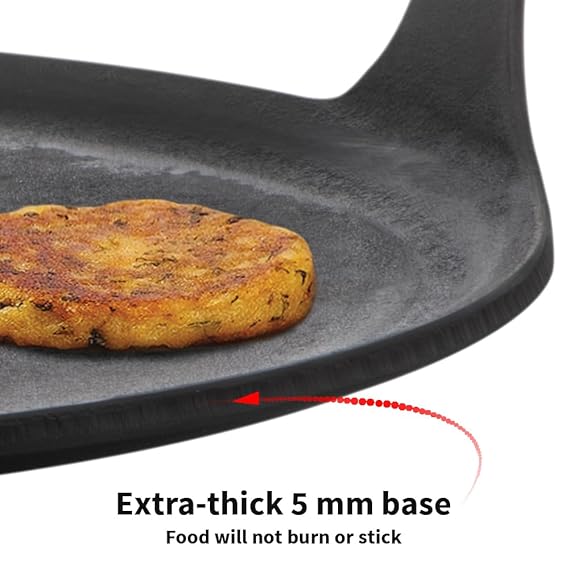 Hawkins Futura 27 cm Cast Iron Dosa Tava, Pre-Seasoned Cast Iron Flat Tawa For Roti, Cast Iron Cookware For Kitchen, Black 