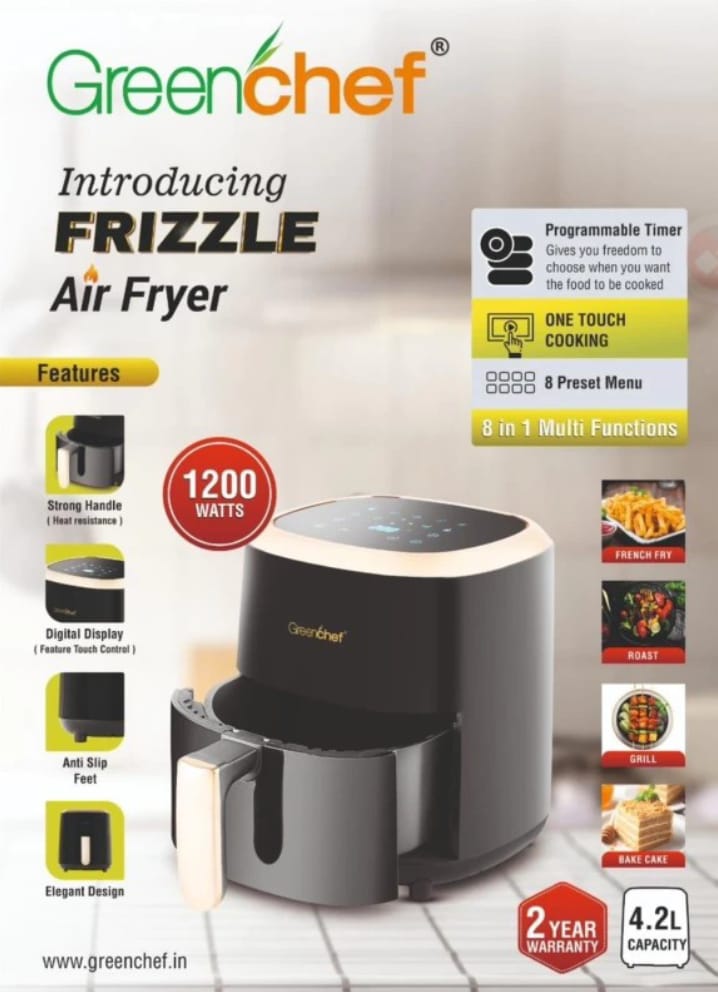 Greenchef Frizzle one touch cooking 8 in 1 multi functions Air Fryer  (4.2 L) 1200 Watt