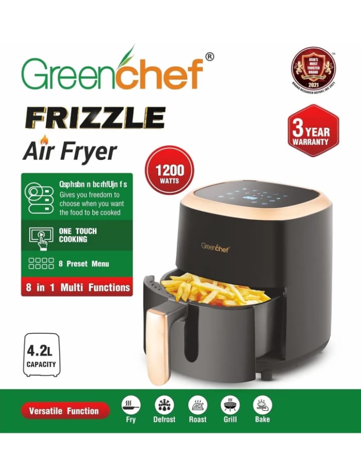 Greenchef Frizzle one touch cooking 8 in 1 multi functions Air Fryer  (4.2 L) 1200 Watt
