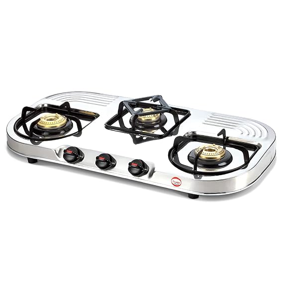 Prestige Royale Duplex Gas Table With Stainless Steel Body, 3 Brass Burners