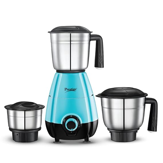 Prestige 500 Watts DIVA Mixer Grinder With 3 Stainless Steel Jars|3 Super Efficient Blades|2 years warranty|(Blue & Black)