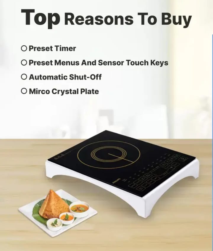 PHILIPS 2100 W Induction Cooktop Touch Panel  (Black, HD4938/01)