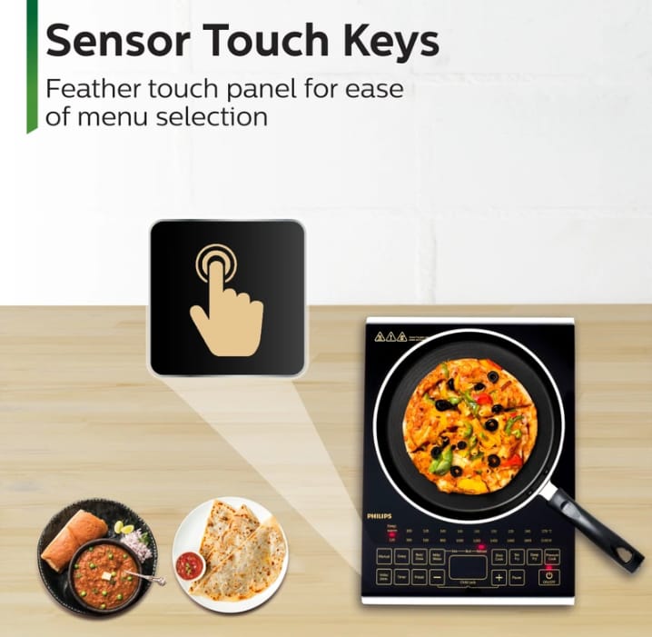 PHILIPS 2100 W Induction Cooktop Touch Panel  (Black, HD4938/01)