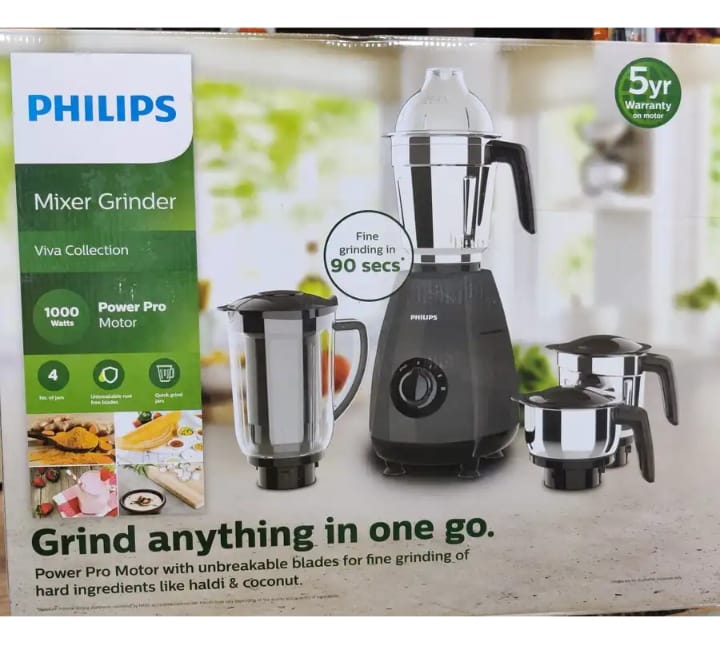 PHILIPS HL7704/00 1000 W Juicer Mixer Grinder  (HL7704/00 black | 4 Jars | Black)
