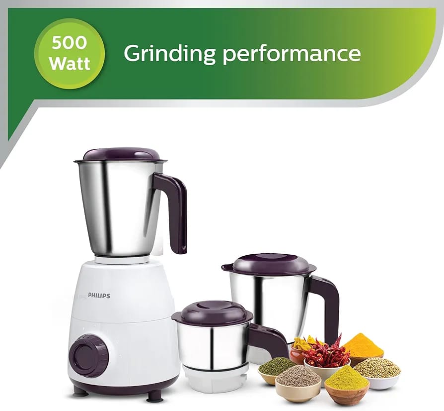 PHILIPS HL 7505/00 500 W Mixer Grinder  (Pro | 3 Jars | White, Purple)