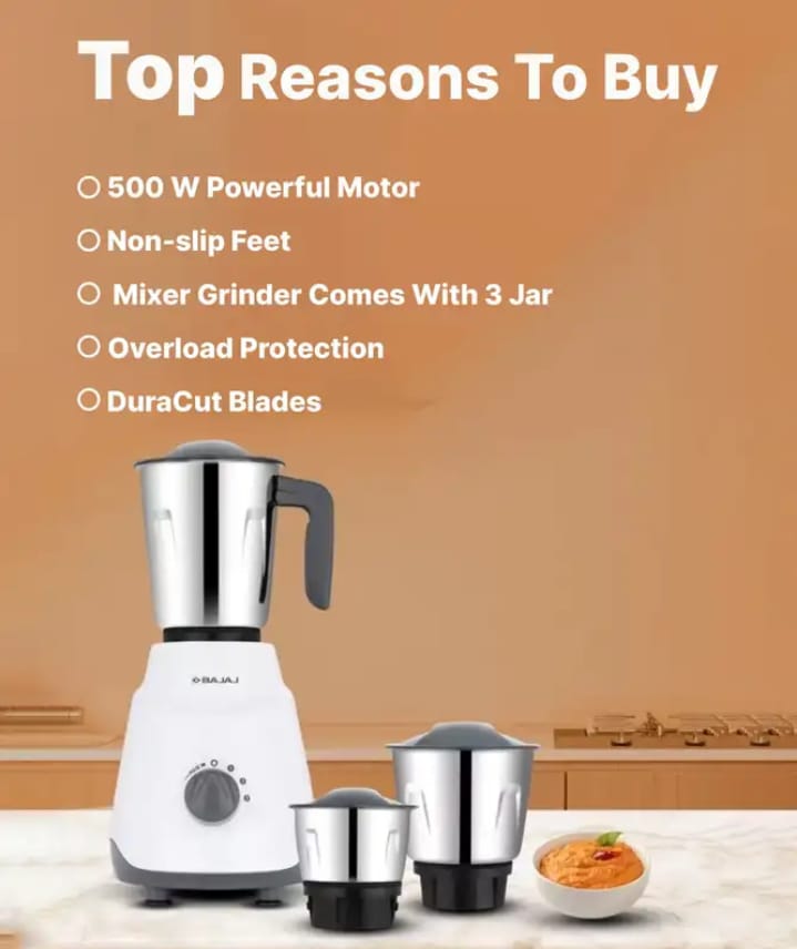 Bajaj Ninja Series Notch 500W Mixer Grinder