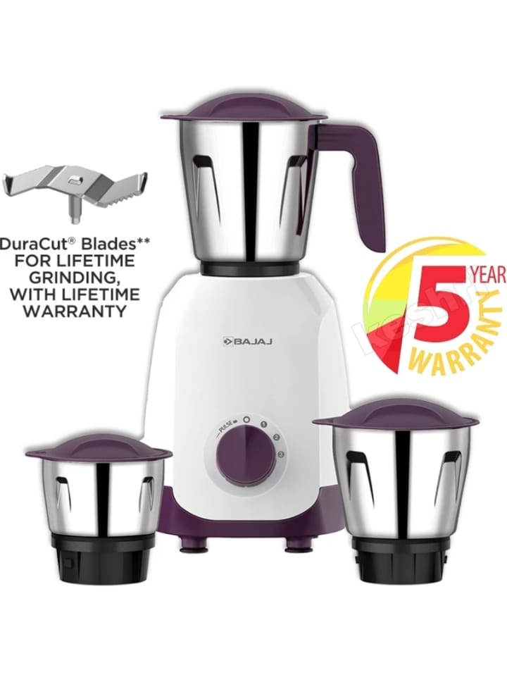 BAJAJ NINJA SERIES ELEGANCE 500 W Mixer Grinder  (NINJA SERIES ELEGANCE | 3 Jars | White beagni)