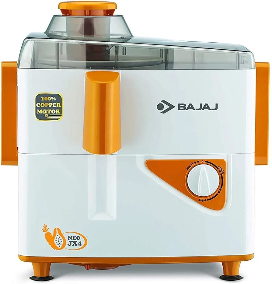 Bajaj Neo JX4 450-Watt Juicer Mixer Grinder with 2 Jars (White/Orange)