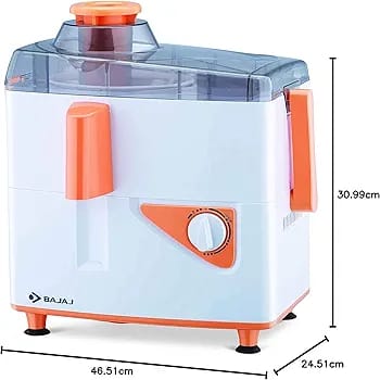 Bajaj Neo JX4 450-Watt Juicer Mixer Grinder with 2 Jars (White/Orange)