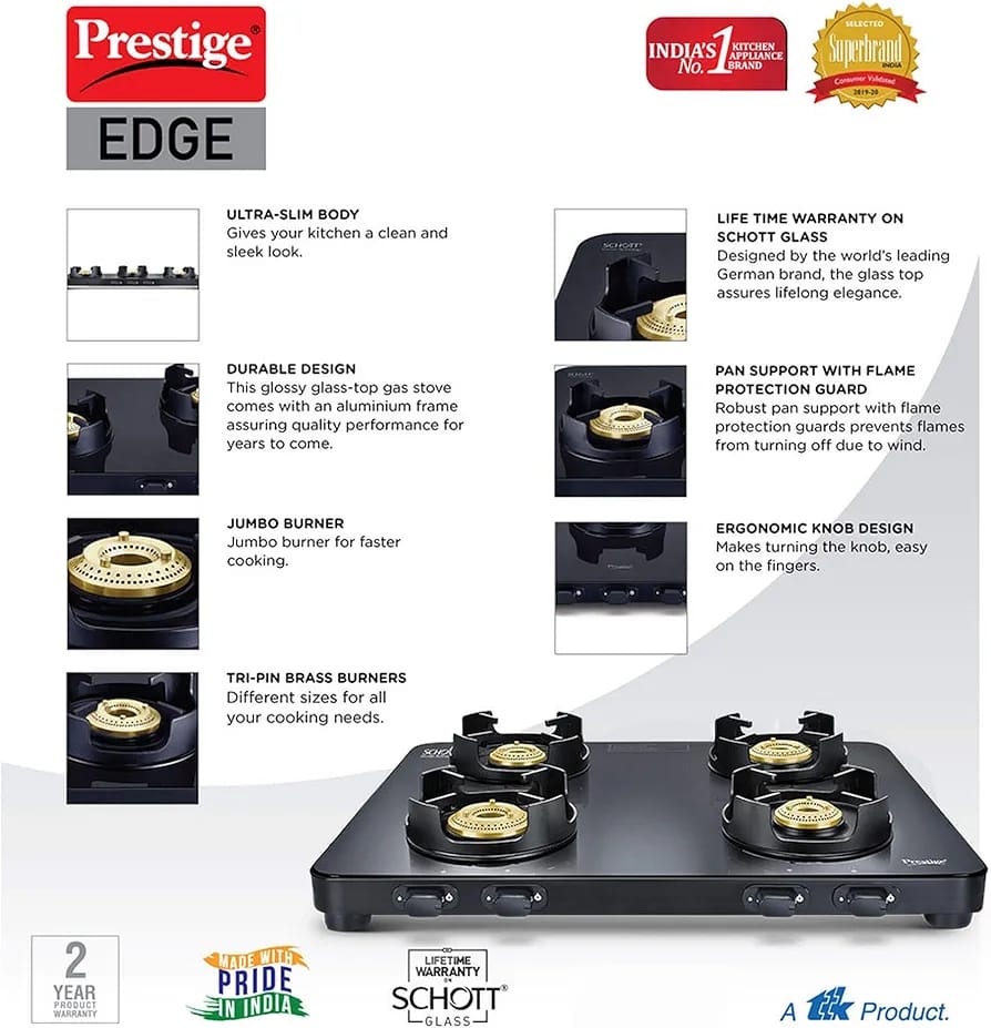 Prestige Edge Gas Table PEBS 04 - Black