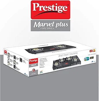 Prestige Marvel Plus Gas Stove GTM 04 - Black, Manual, 4 Burner (40291)
