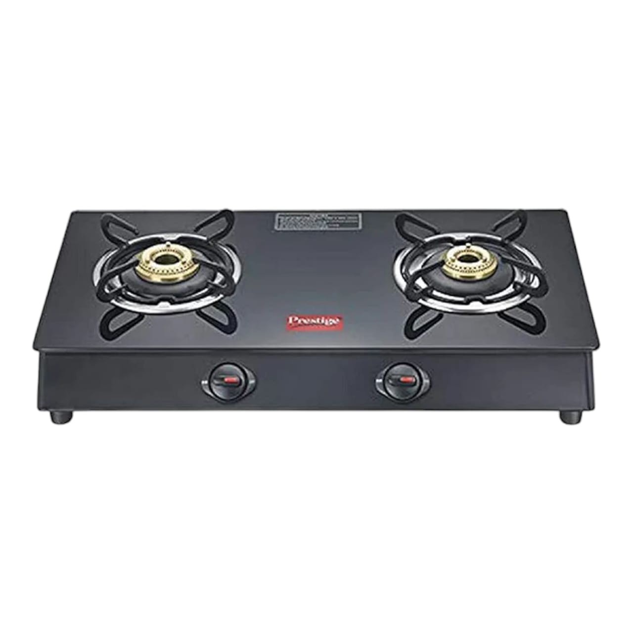 Prestige Marvel Glass Top 2 Burner Gas Stove, Manual Ignition, Black (40110)