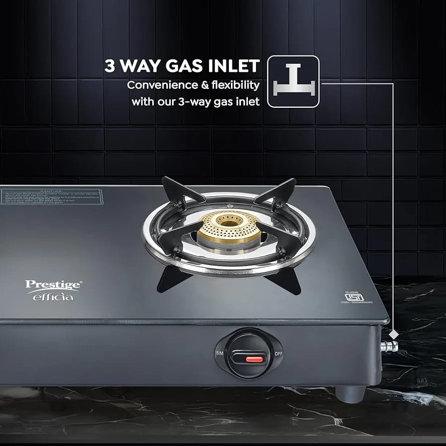 Prestige Efficia Glass Manual Gas Stove  (2 Burners) (40598)