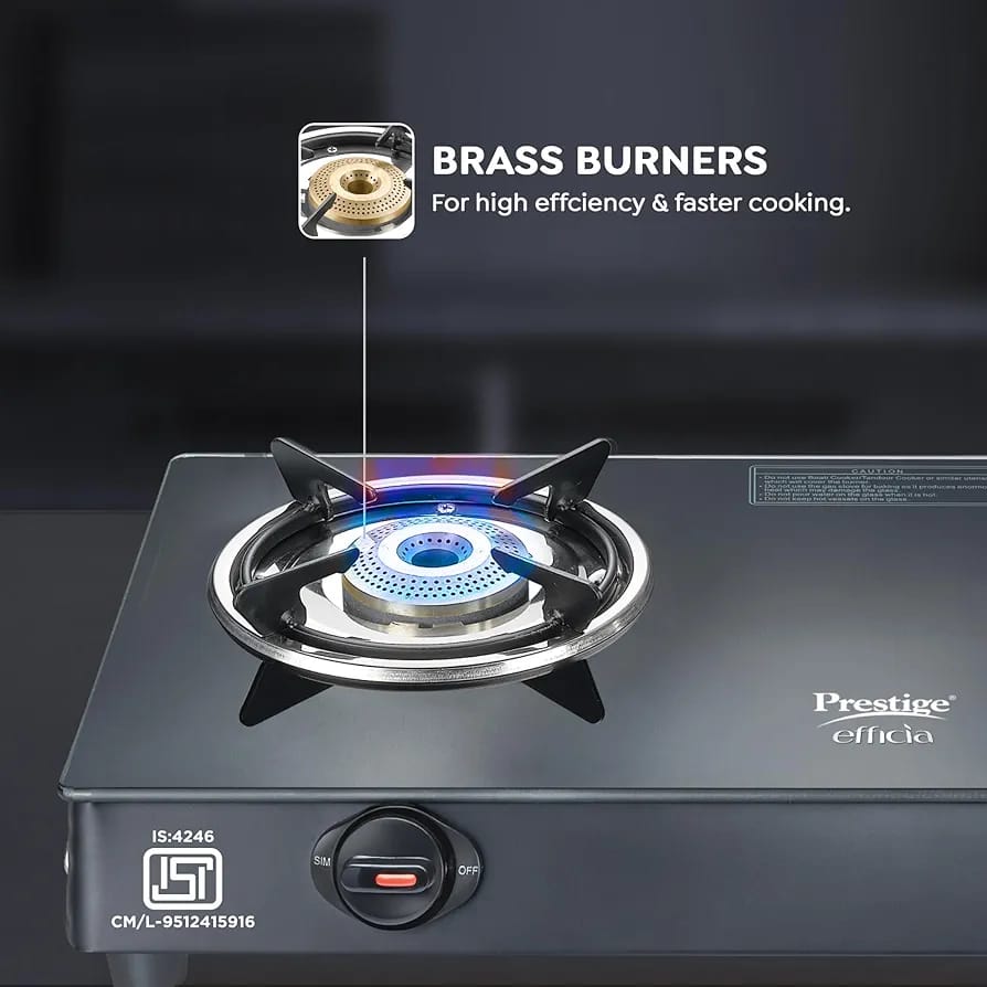 Prestige Efficia Glass Manual Gas Stove  (2 Burners) (40598)