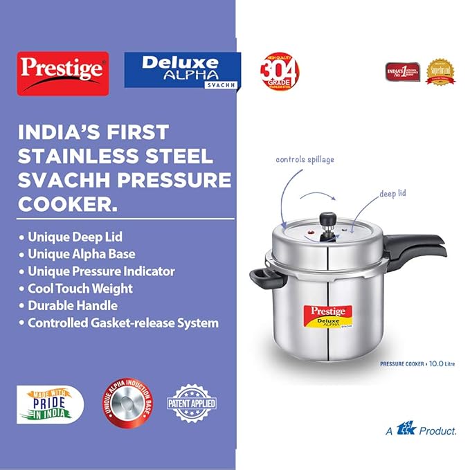Prestige Svachh Deluxe Alpha Induction Base Outer Lid Stainless Steel