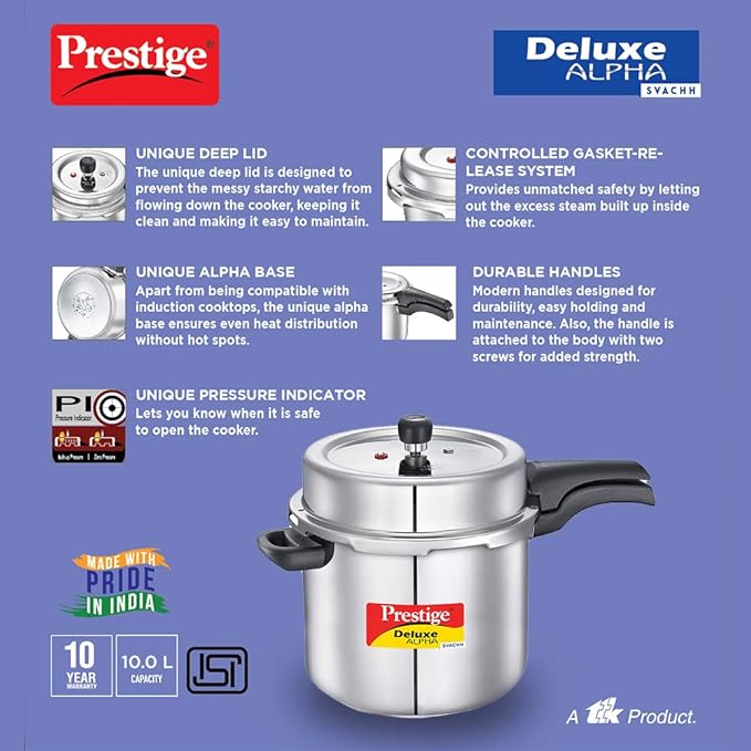 Prestige Svachh Deluxe Alpha Induction Base Outer Lid Stainless Steel