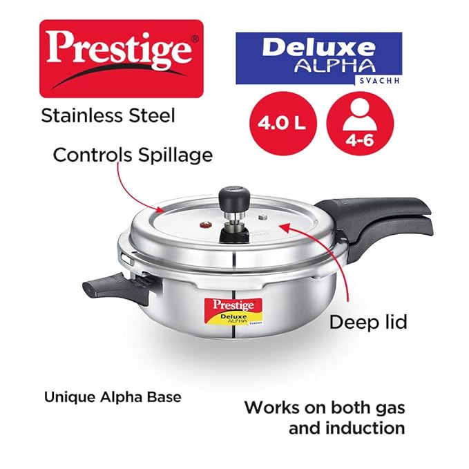 Prestige Svachh Deluxe Alpha Senior Pressure Pan stainless steel | Outer lid