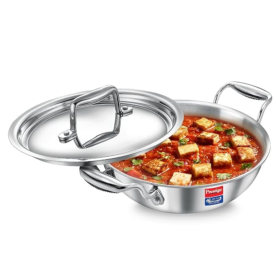 Prestige Tri-Ply Stainless Steel Splendid Kadai with Lid