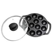 Cook Beat Cast Iron Appam Pan with Glass Lid