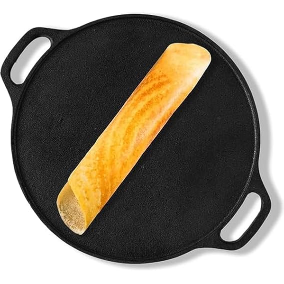 Cookbeat Pre-Seasoned Cast Iron Dosa Tawa 12 Inch