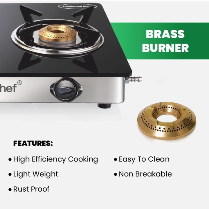 Greenchef crystal plus glass manual gas stove 3 burner