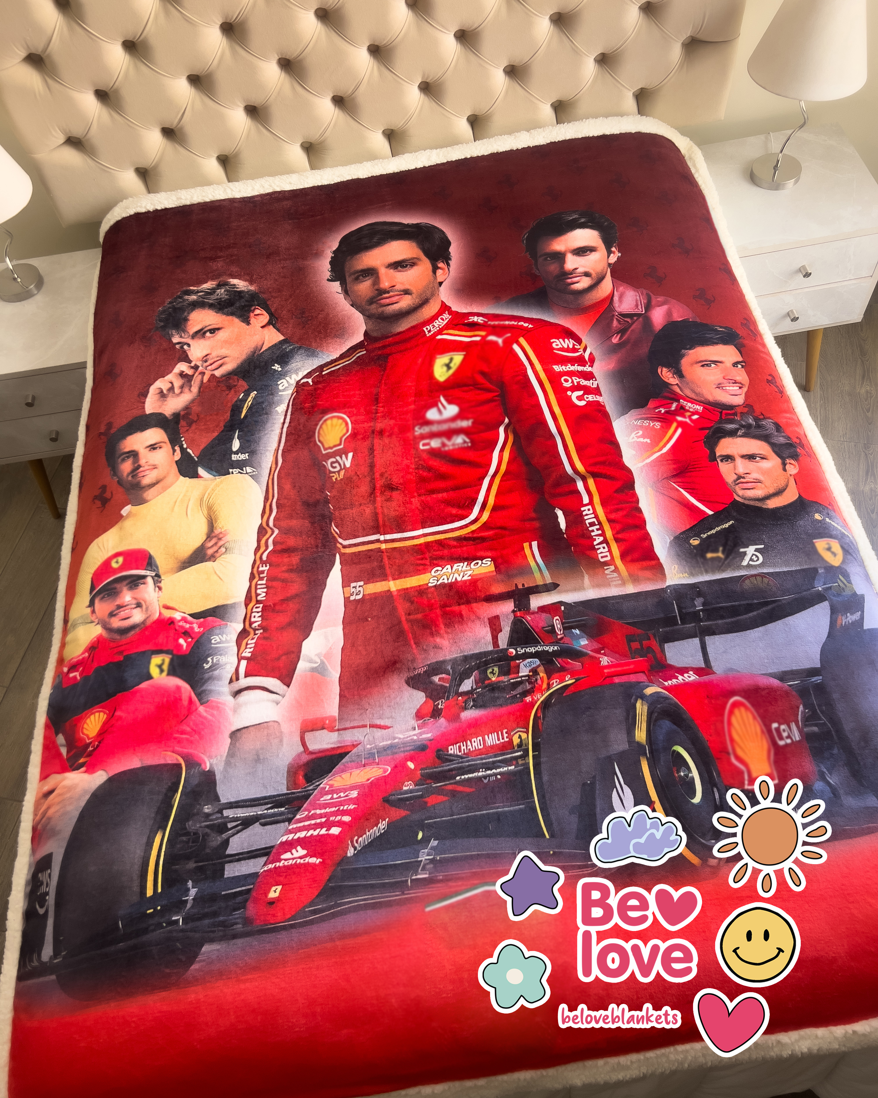 Carlos Sainz Collage Blanket