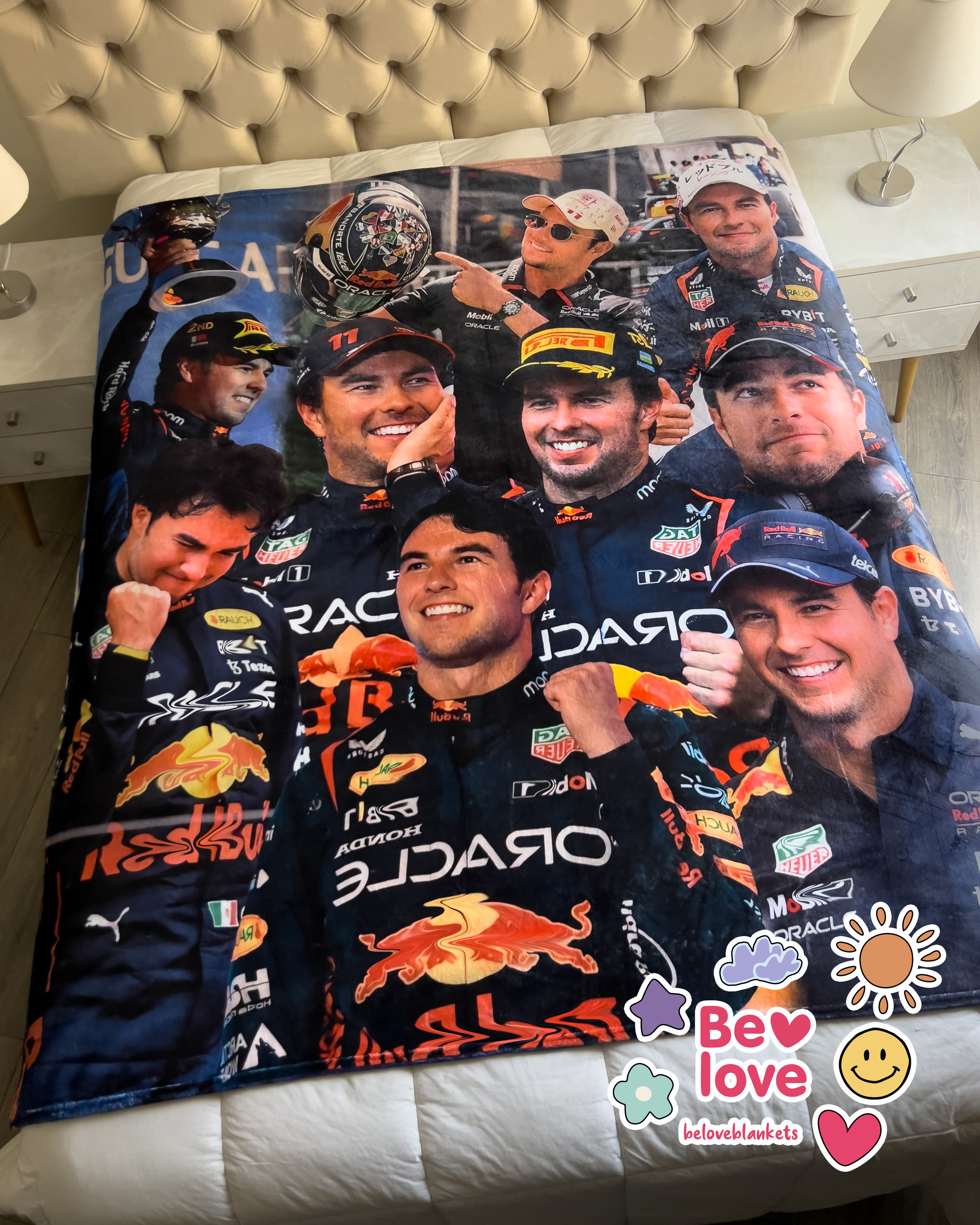 Checo Perez Collage Blanket