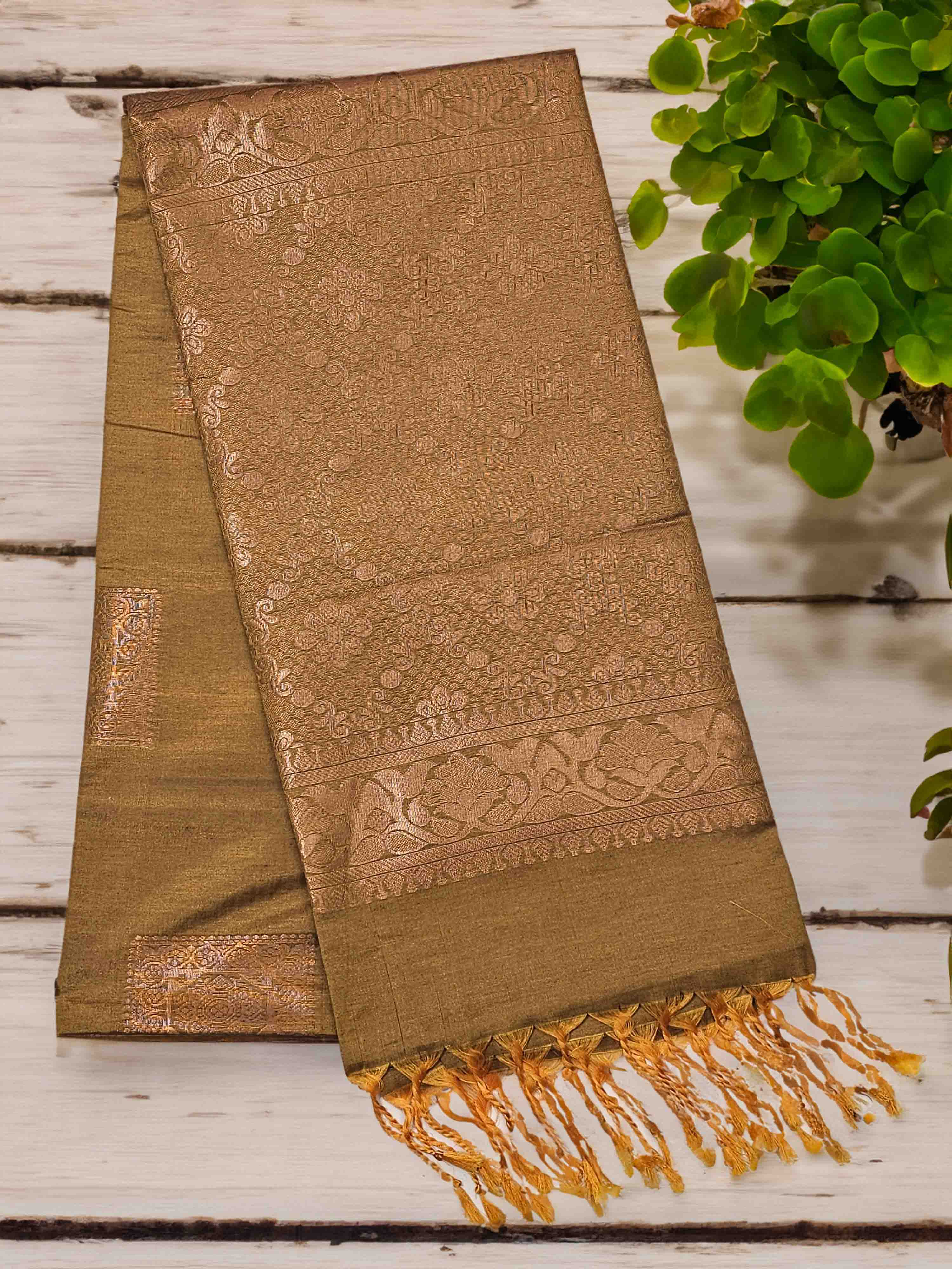 Golden silk saree