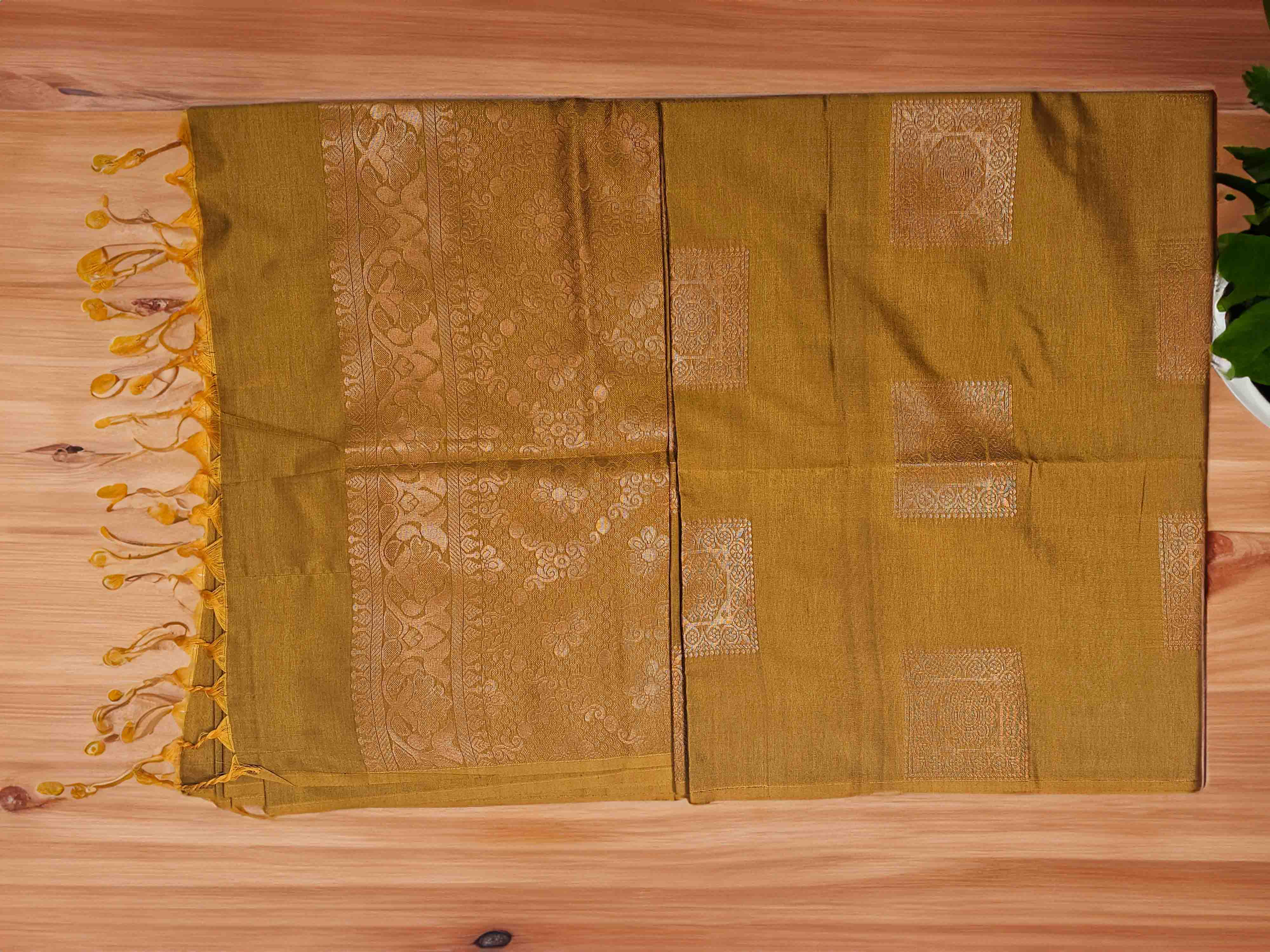 Golden silk saree