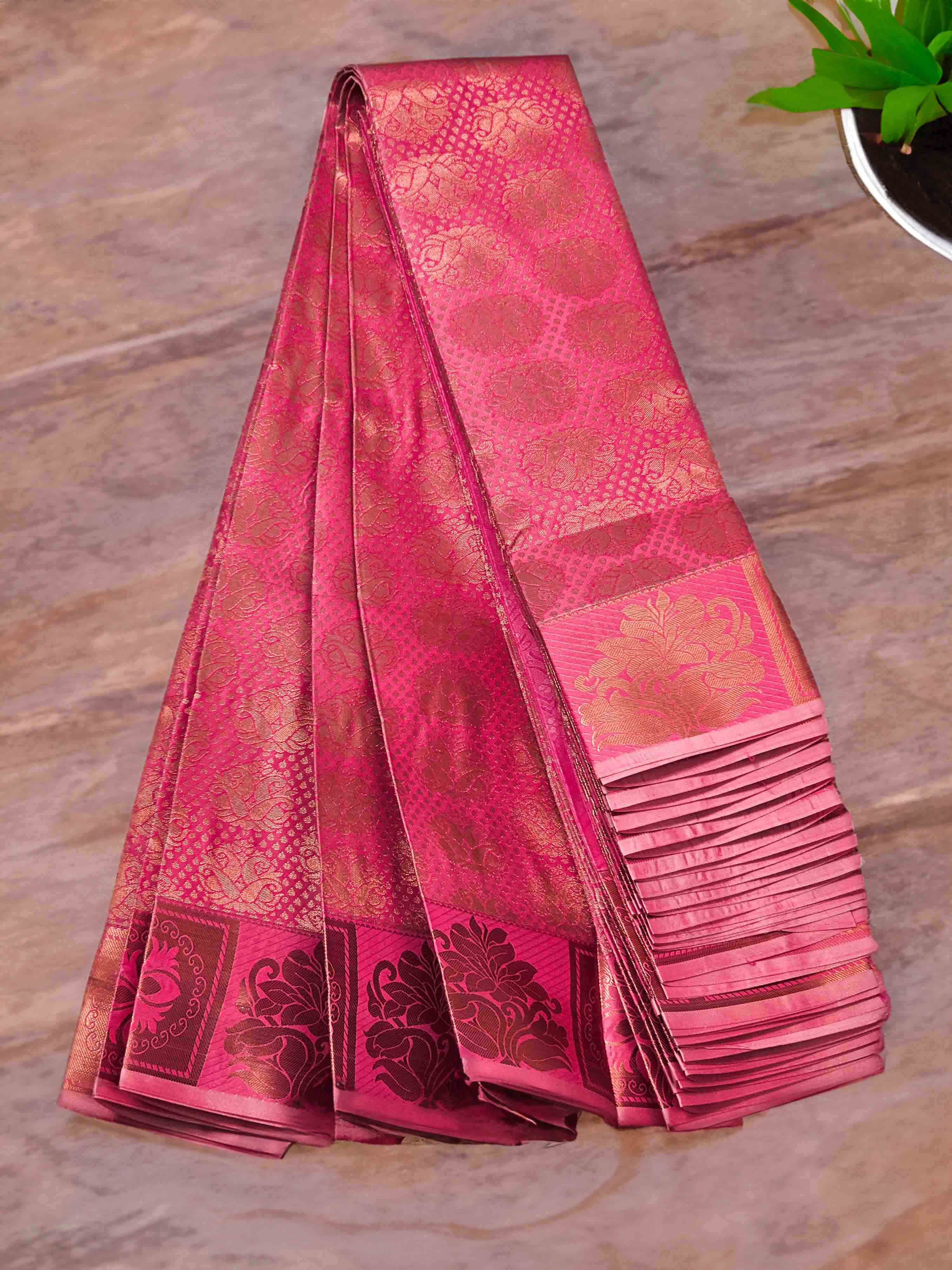 Pink silk sari