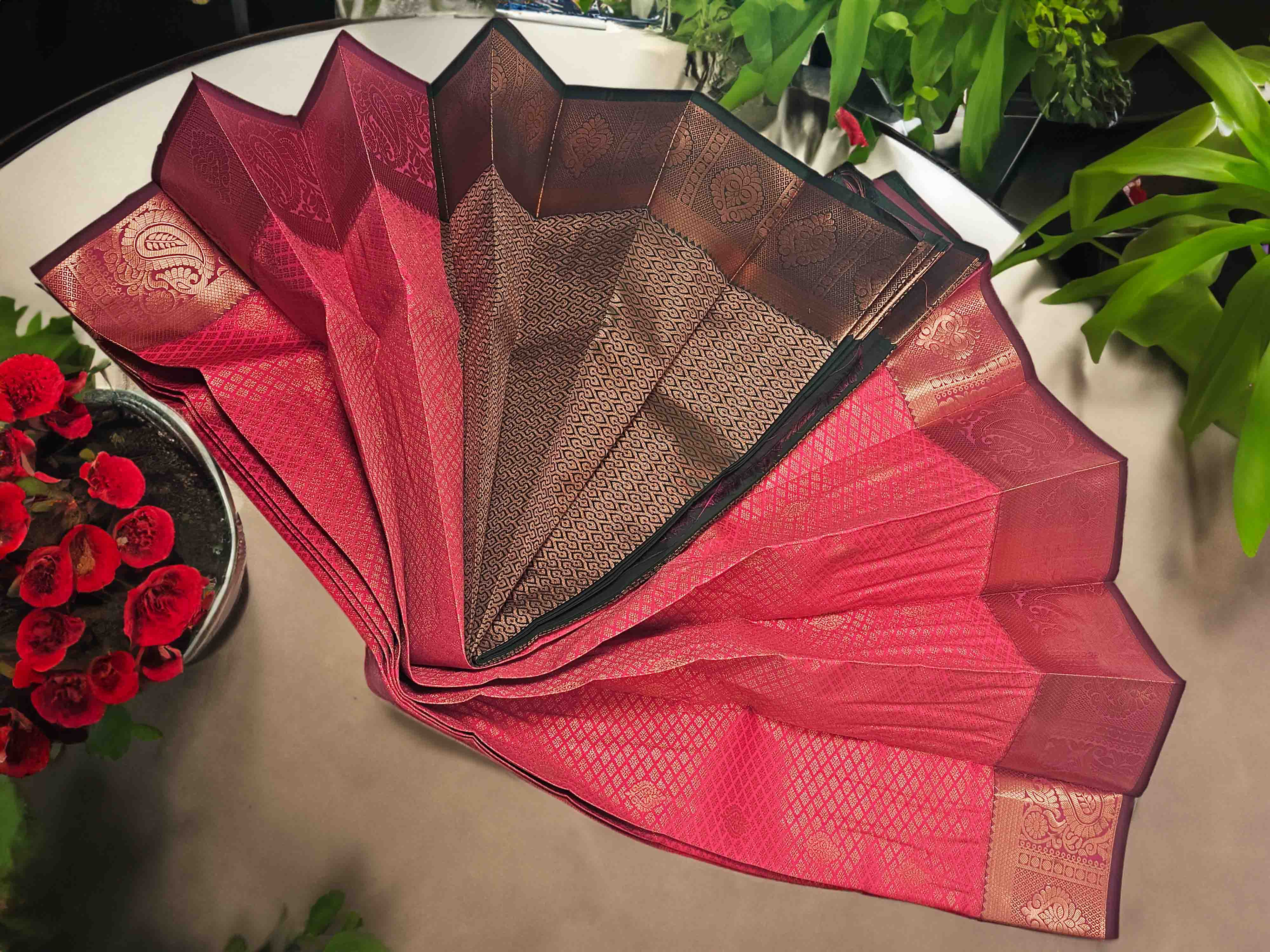 Elegant red silk saree