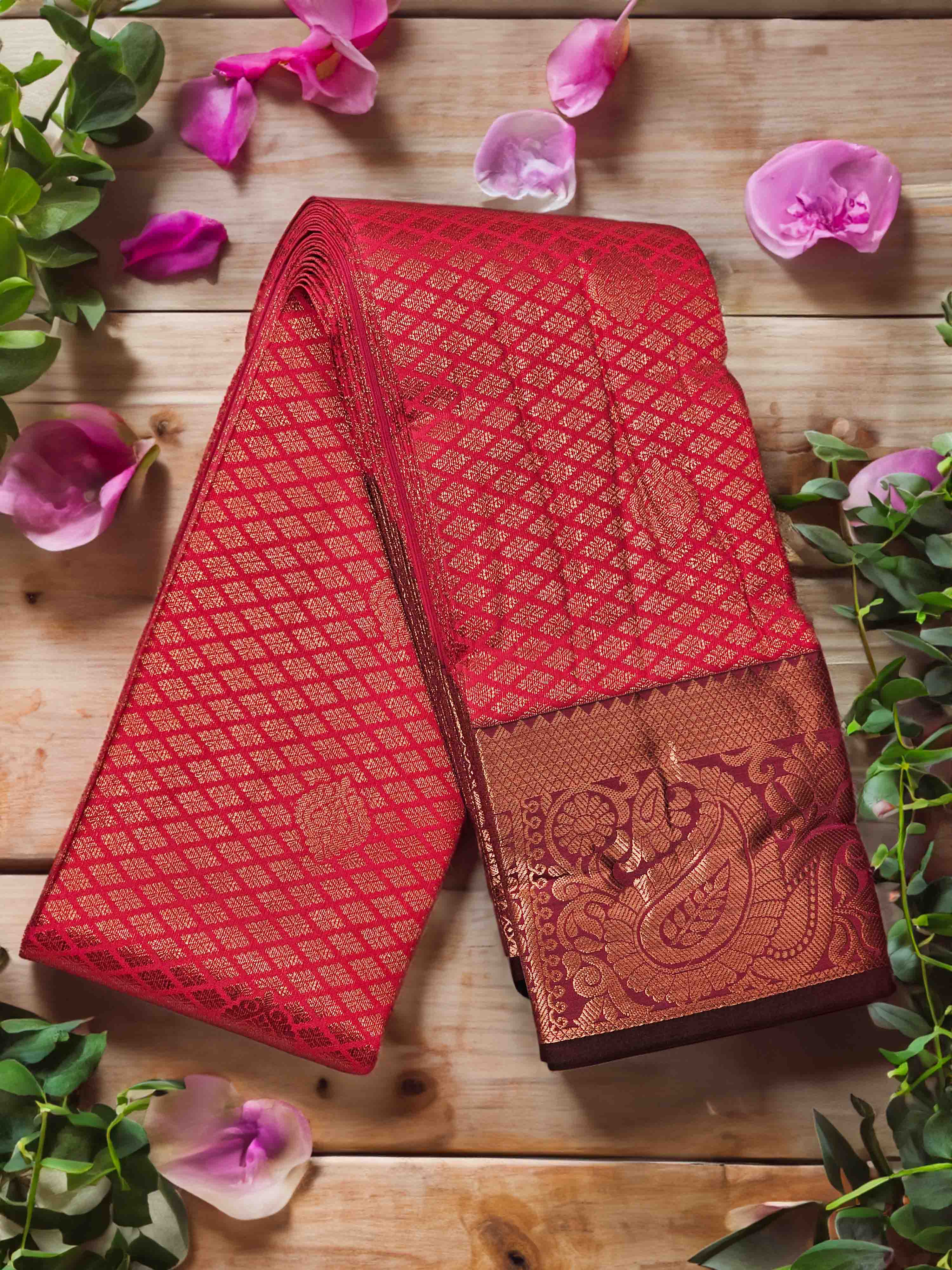 Elegant red silk saree