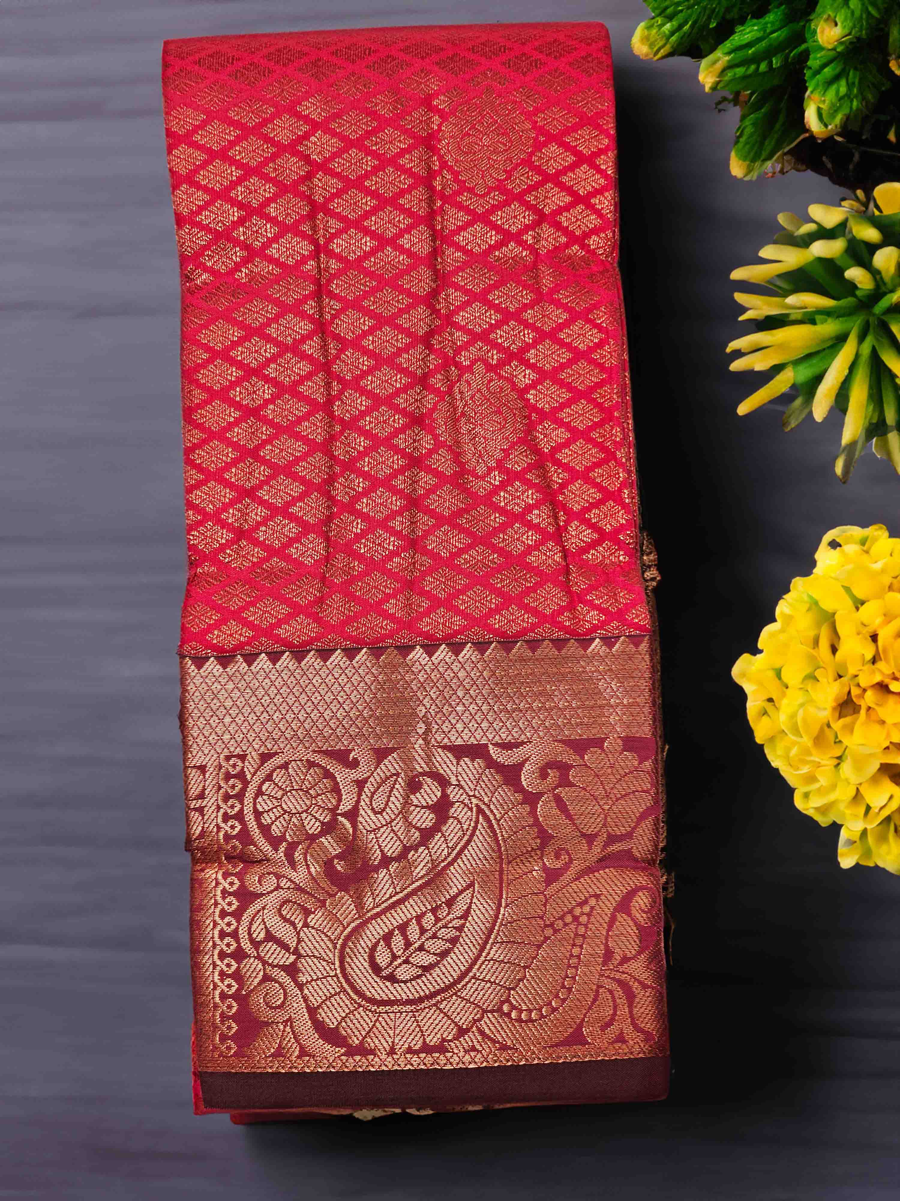 Elegant red silk saree