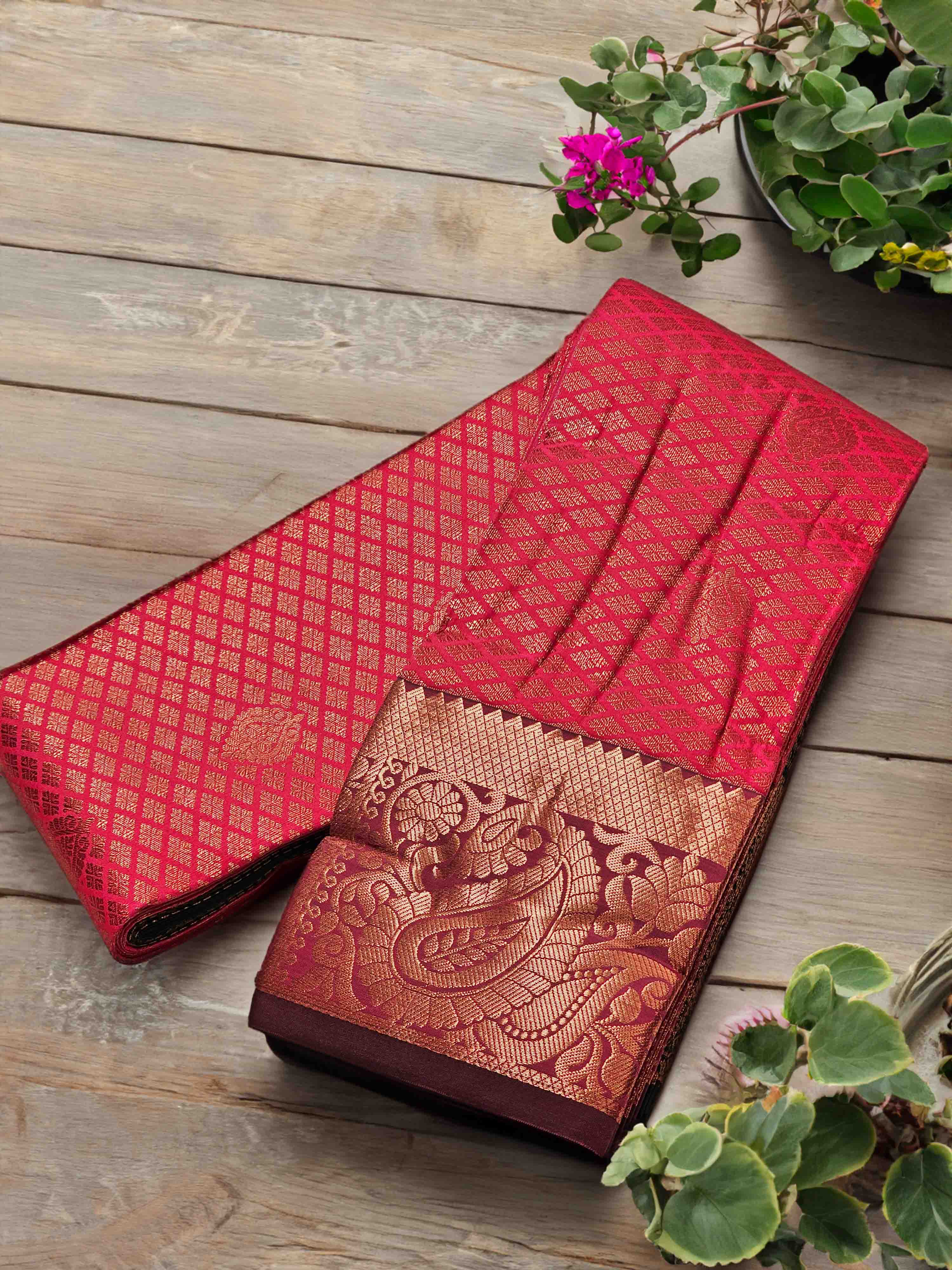 Elegant red silk saree