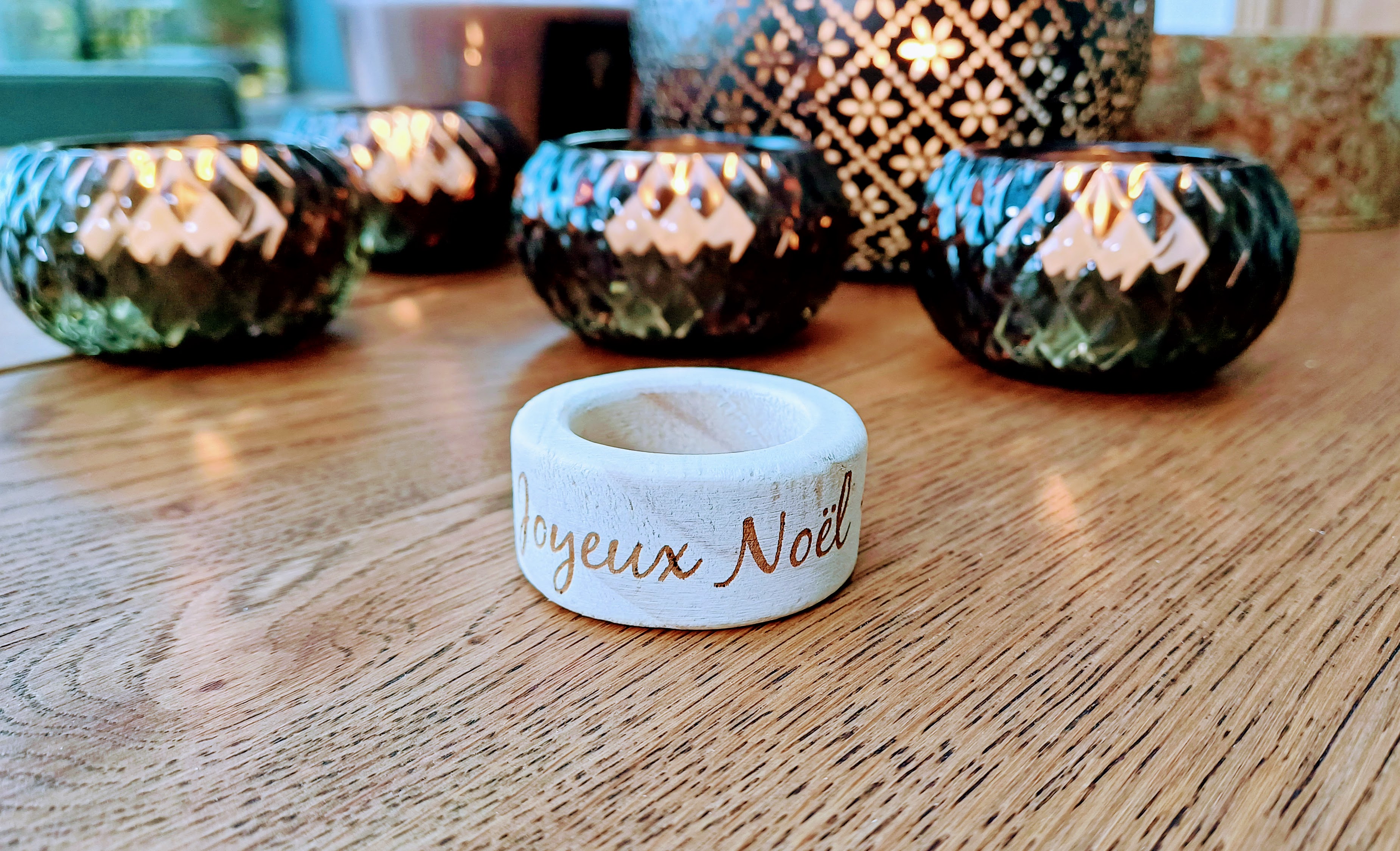 Set de 6 ronds de serviette en bois