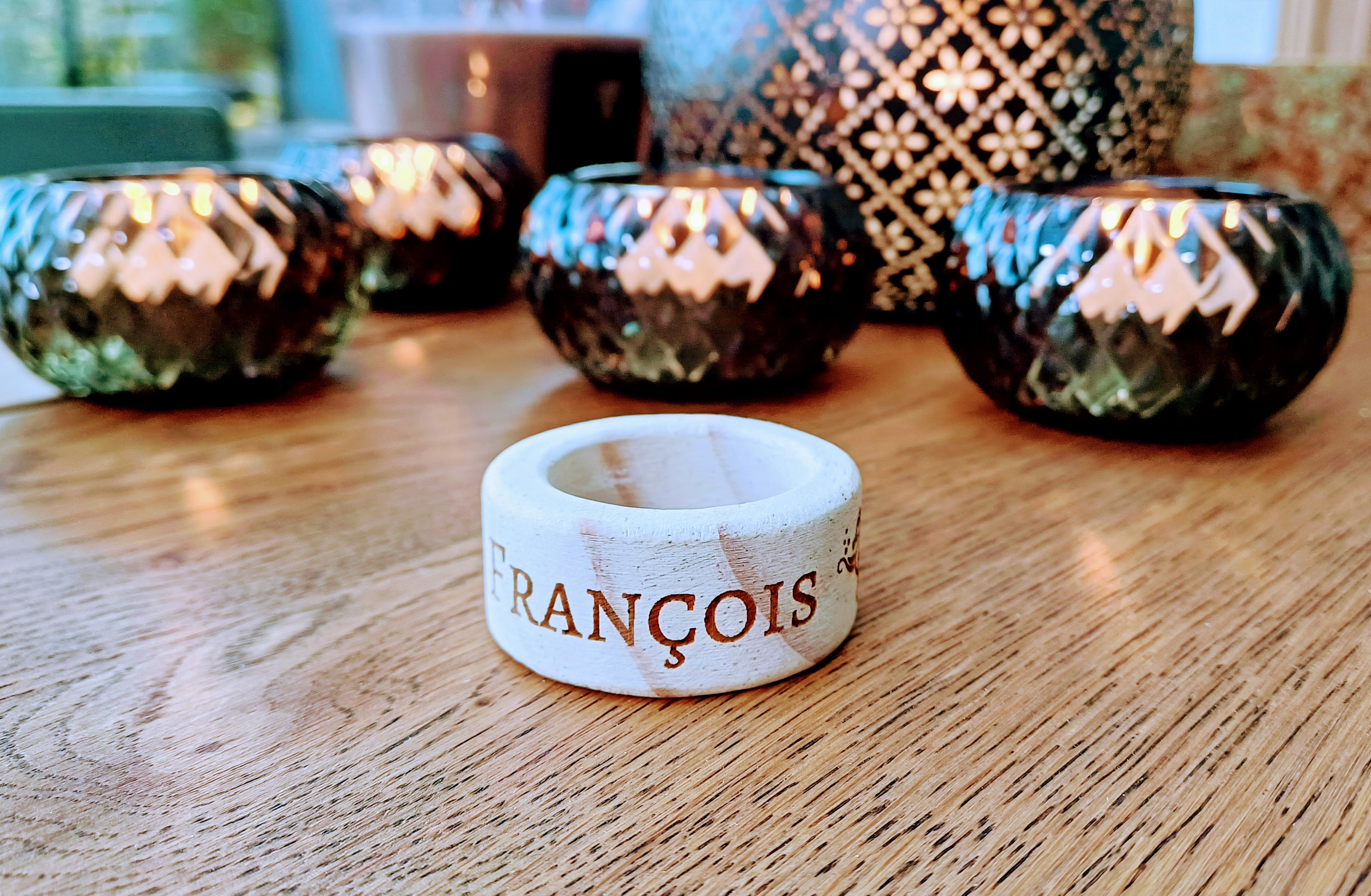 Set de 6 ronds de serviette en bois