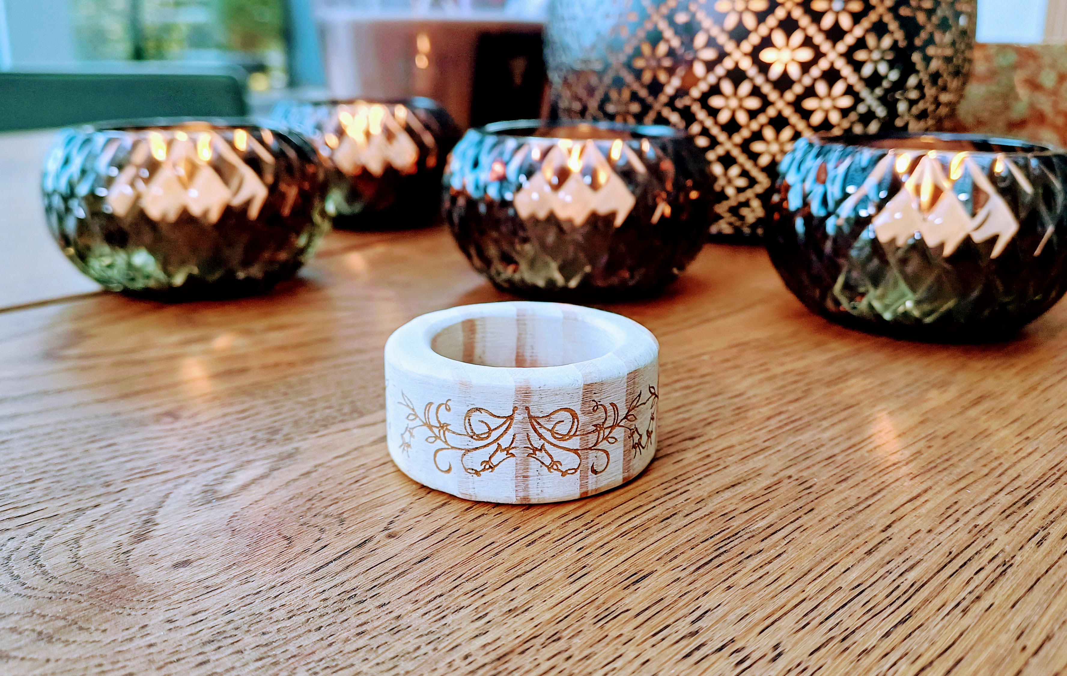 Set de 6 ronds de serviette en bois