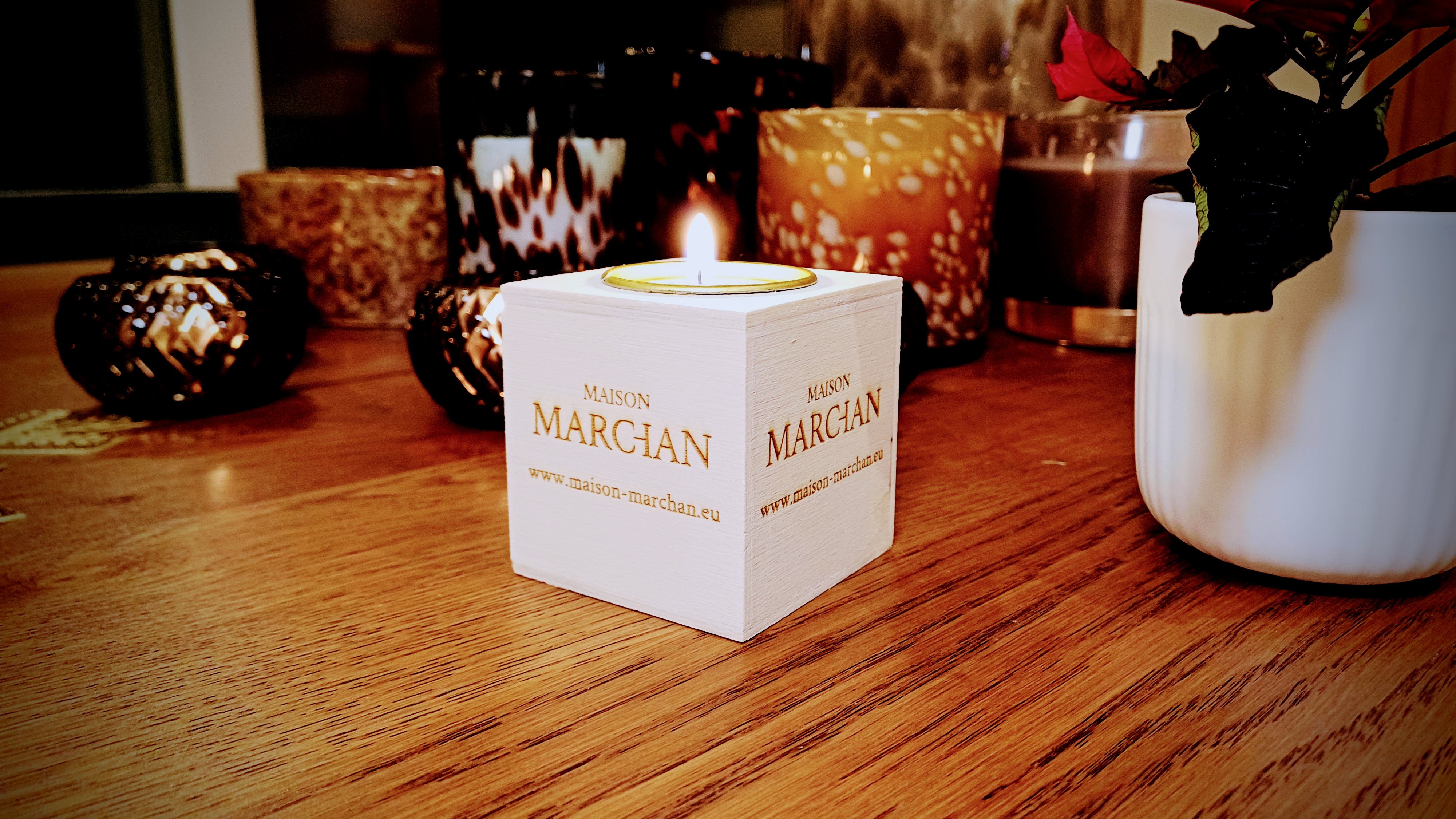 Bougeoir carré en bois personnalisable