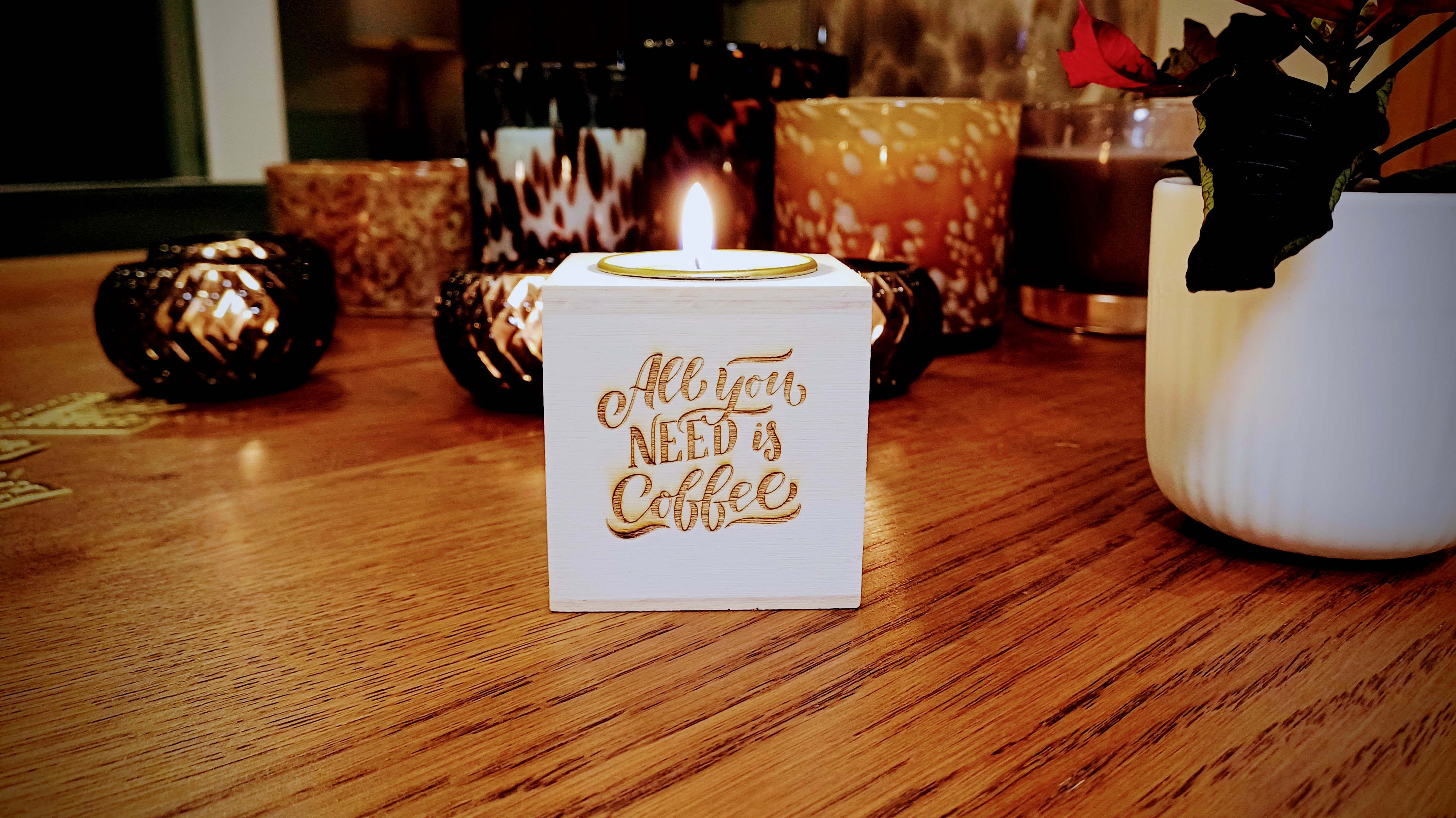 Bougeoir carré en bois personnalisable