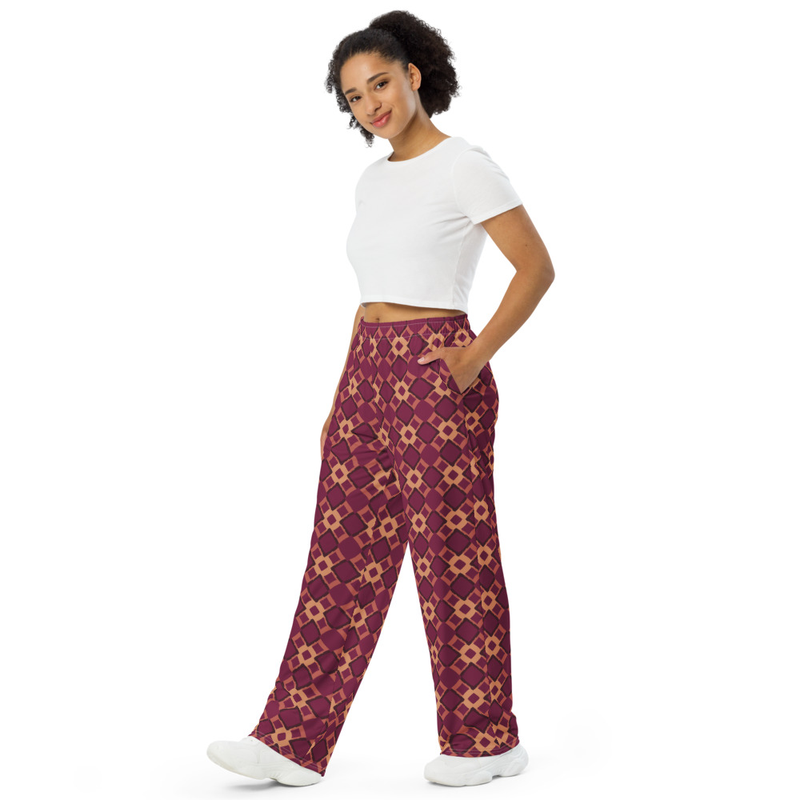 Geometric Print Wide-Leg Pants