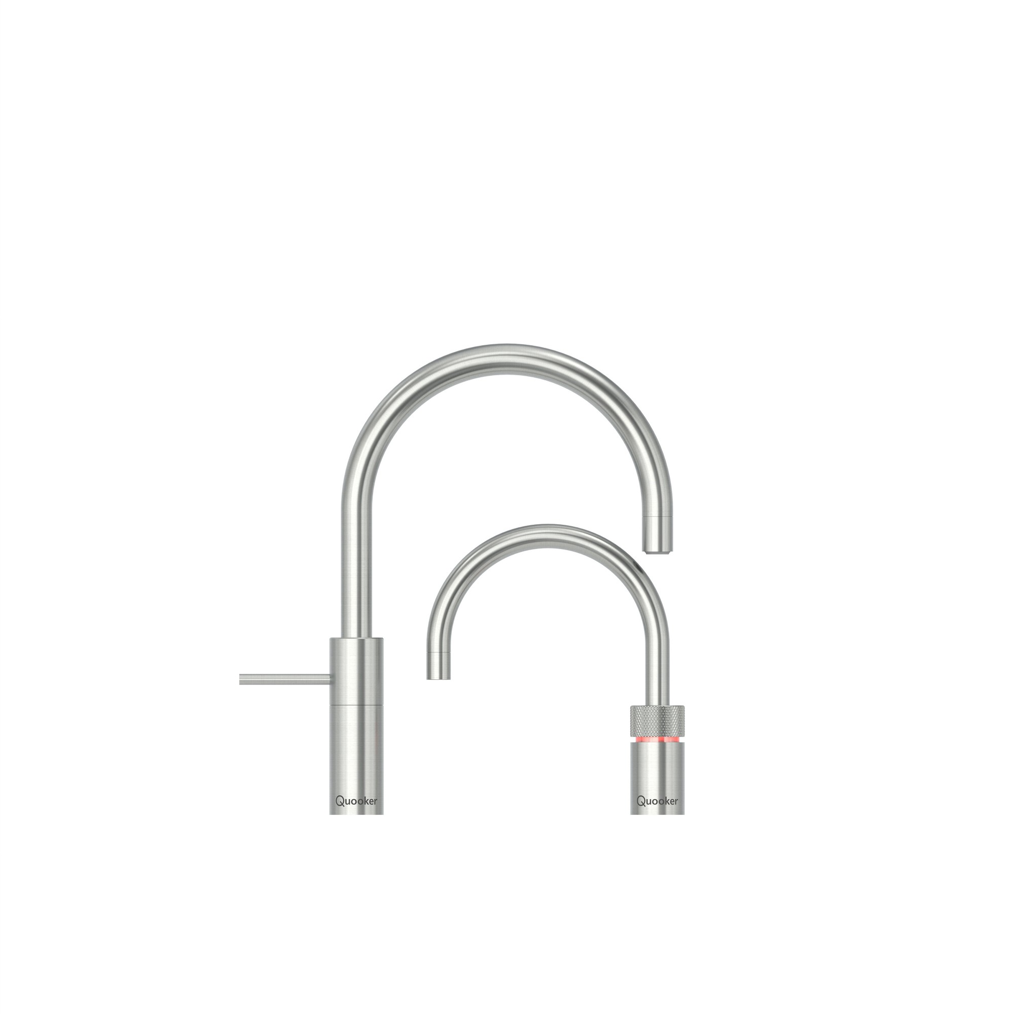 Quooker Nordic Round Twin Taps Stainless Steel